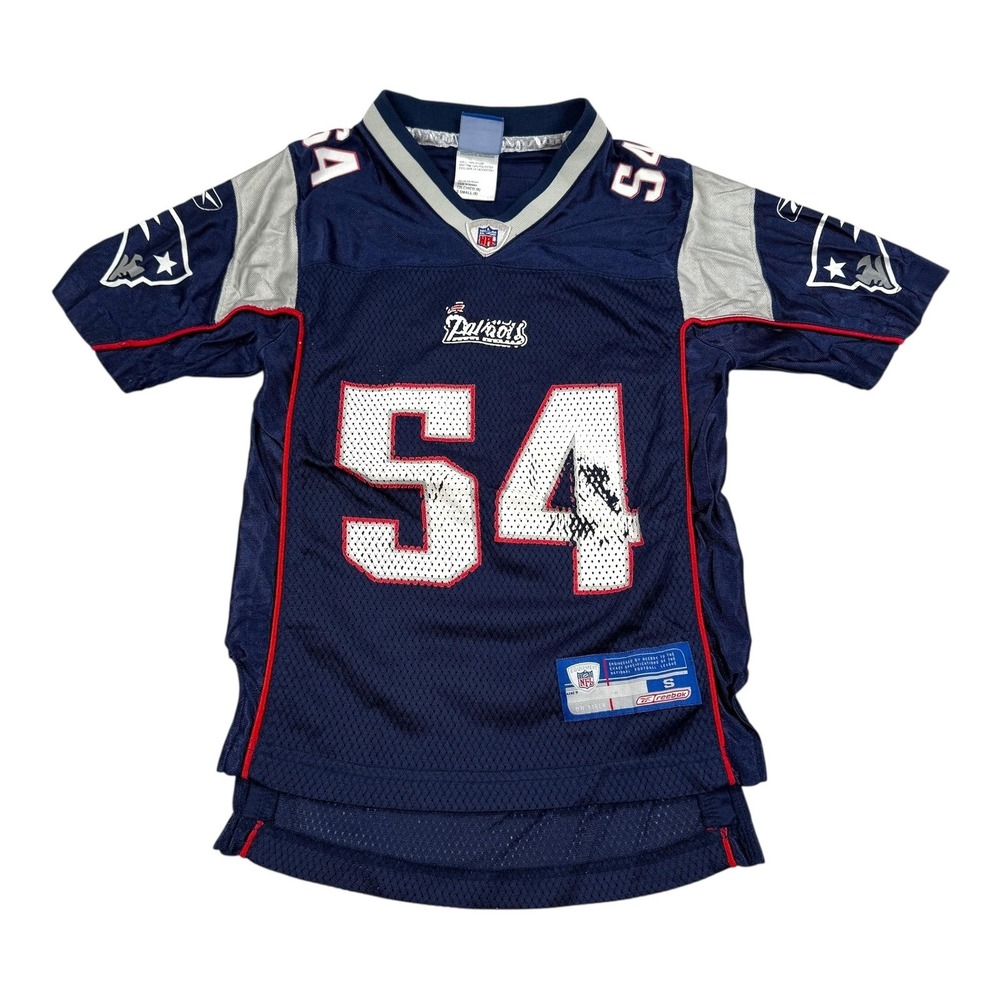 New England Patriots Football Jersey Youth Small NFL Reebok Bruschi 54 On Field
